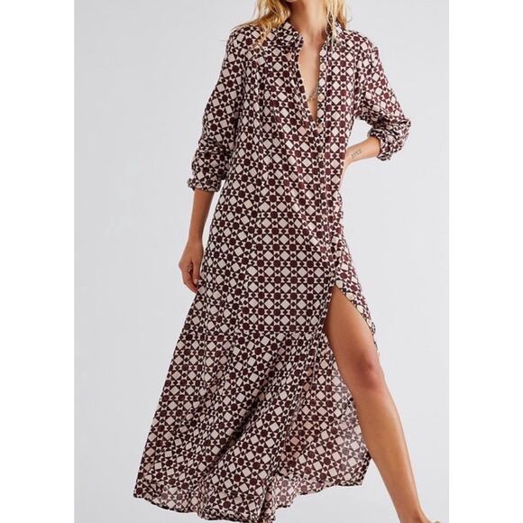 Free People Dresses & Skirts - Free People Maxi Shirtdress Long Sleeve Size XS